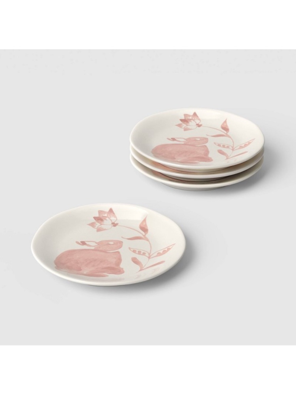 4pk 6" Easter Stoneware Aralia Appetizer Plates Hand Painted Pink - Threshold - Picture 2 of 3